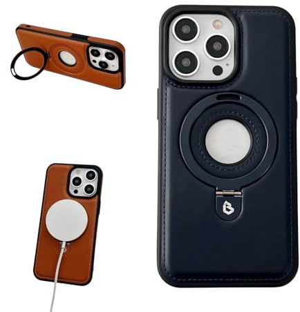 YODAOLI Luxurious Leather Invisible Stand for iPhone Case, Luxurious Leather Magnetic for iPhone Case with Invisible Stand, Zentric Phone Case for iPhone 15/14/13/12/11 Promax (for iPhone 13,Blue)