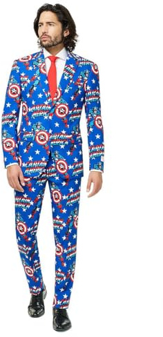 Opposuits Official Marvel Comics Hero Suits - Infinity War Avengers Costume Comes with Pants, Jacket and Tie, Captain