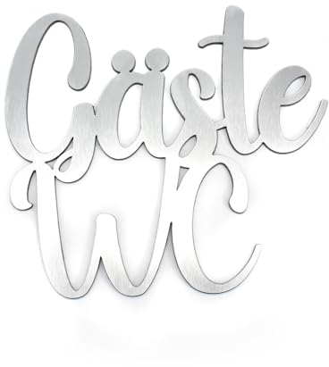 Dekolando Schriftzug GÄSTE-WC silbergrau Kunststoff Türschild Schild selbstklebend Buchstaben wetterfest Türdeko (Gäste WC)