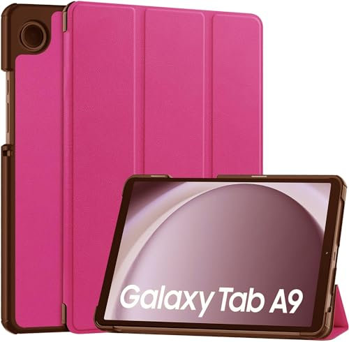 MOBISTAR Case Fits Samsung Galaxy Tab A9 8.7-Inch 2023 (SM-X110/X115/X117), PU Leather Smart Cover Slim Lightweight Hard Shell with Auto Wake/Sleep For New Galaxy Tab A9 (Pink)