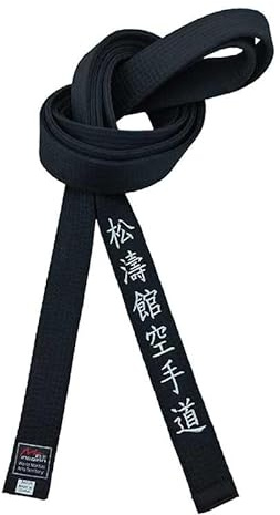 Shōtōkan Karate Schwarzer Gürtel mit japanischer Bestickung | Kampfsport Gürtel 4 cm Breite | Geeignet für Männer, Frauen & Jugendliche
