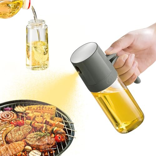 Gorouy Pulvérisateur d'Huile, Distributeur d'Huile de 250ml pour Friteuse à Air de Cuisson, Bouteille d'Huile Olive en Verre Étanche pour Salades Barbecue, Gadgets de Cuisine