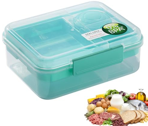WIGUROE Bento Lunch Box With Compartments for Kids and Adults - Plastic Container for Home, Camping, School, Outdoor - Fruit Box