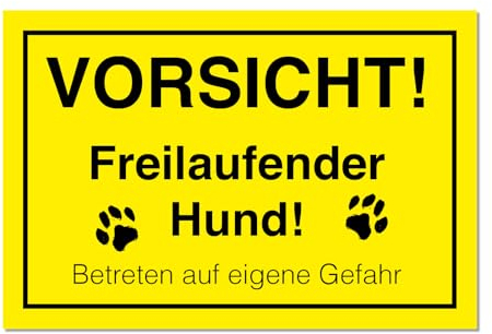 PRIMUS-PRINT – Vorsicht Hund Schild – 3er Set – Warnschild für freilaufenden Hund – Hochwertiger Aluminium Verbund oder Hartschaum – 20x30 cm – Witterungsbeständig und UV-geschützt