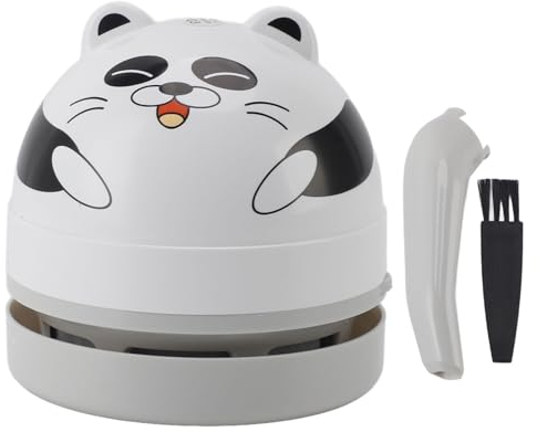 ciciglow Mini-Tischstaubsauger, Niedlicher Schreibtischstaubsauger Zum Aufnehmen von Krümel, Radiergummi, Krümel, Tierhaare, Hohe Saugkraft und Geringe Geräuschentwicklung, mit (Panda)