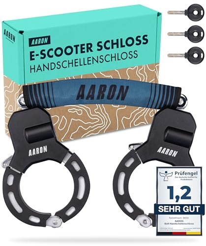 AARON Handschellenschloss für E-Scooter - Hochsicherheits-Design - Flexibles Fahrradschloss mit Stahlkette - Robust & Kratzschutz - Grey Blue
