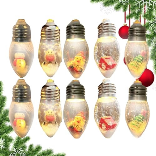 Weihnachts-Schneekugel-kette,Weihnachtsbaum-Schneekugel-kette - Vintage Glühbirnen-kette für den Innenbereich | Cartoon-Weihnachtsbaum-LED-für den Winter, Neujahr, Haus, Garten, Hinterhof