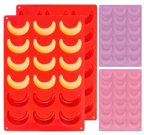Vanillekipferl Form Silikonform 3 Stücke 18 Mulden Antihaft Form Mondform Silikon Vanillekipferl Plätzchenform Pralinenform Vanillekipferl für Pralinen Kekse Süßigkeiten Kuchen
