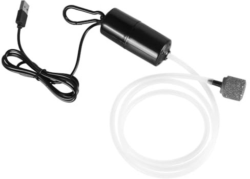 Mini bomba de aire para acuario, aireador de aire USB con 92 cm manguera de oxígeno, piedra de aire y clip de suspensión, bullador de bajo ruido para pesca, pequeños acuarios 1 W/5 V