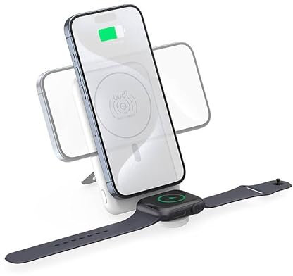 Budi 2-in-1 Magnetic Wireless Power Bank 10000mAh (PB806W) – 20W PD Fast Charging, 15W Wireless, 2.5W Apple Watch Charging | MagSafe Compatible | LED Display | Safe & Universal Charging