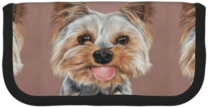 BYwenhopnbs Trousse à Crayons Grande capacité en Toile avec Motif de Chien Yorkshire Terrier et Tasse à thé pour Filles