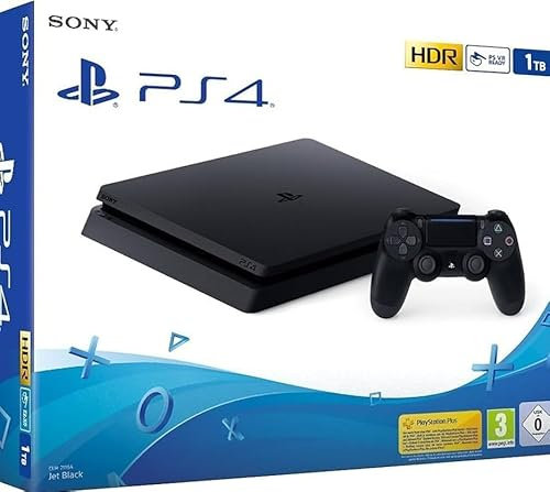 PlayStation 4 Slim, Console de Jeu 1TB, HDR, Compatible VR, Noir, avec Manette DualShock 4