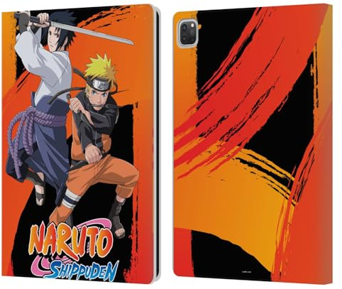 Head Case Designs Offizielle Naruto Shippuden Naruto und Sasuke Schluessel Kunst Leder-Wallet-Hülle Kompatibel mit Apple iPad Pro 12.9 2020/2021/2022