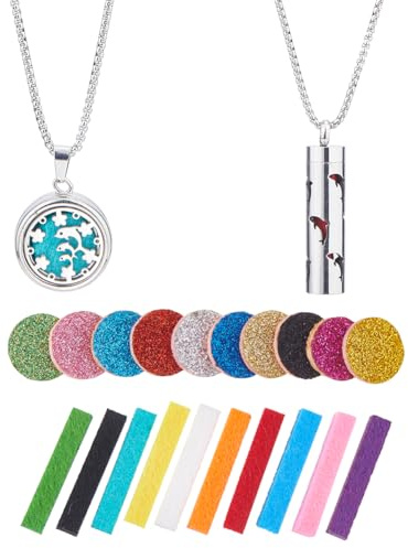 Hobbspring Ätherisches Öl Diffusor Aromatherapie Halskette Edelstahl Öl Anhänger mit 20Pcs Filzauflagen Parfüm Medaillon Geschenk für Frauen Männer