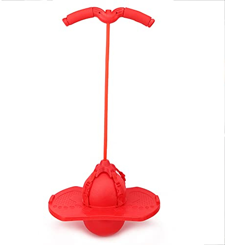POENVFPO Pogo-Stick, Pogo-Ball mit Schwamm-Handläufen, Rutschfestes Pedal für ab 4 Jahren, Blau-rotes Springspielzeug, Gymnastikball, Outdoor-Sportarten (Rot)