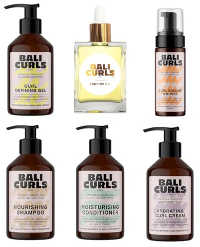 Bali Curls Complete Curl Care Kit – Soin complet et routine de coiffage pour des boucles définies – Shampoing, après-shampoing, volume, soin et définition