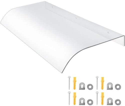 Pounjsd Auvent de Porte d'entrée 40x300cm, Toit Marquise avec Gouttière en Polycarbonate Protection Contre Pluie, Protection de Porte de Toit chapiteau pour balcons, fenêtres, vitrines, terrasses
