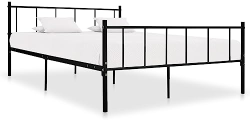 XHNIFBN Metall Bettgestell Schwarz 180x200 cm mit Lattenrost Modernes Design Robustes Bettgestell Schlafzimmer Loft Industrial für Jugendzimmer Gästezimmer Erwachsene