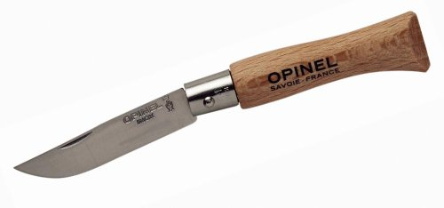 Opinel Mini-Messer, Größe 4, mit Etui und Krabiner, grau, M
