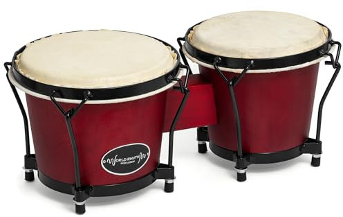 World Rhythm 6 Pollicie 7 Pollici Bongo Drums - Vino Rosso