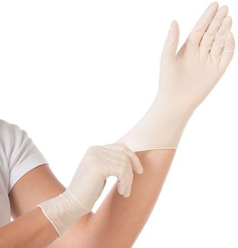 FRANZ MENSCH Hygostar Latexhandschuhe Grip | puderfrei, Karton, weiß, 9/L, 24cm, 1000 Stück, Einweghandschuhe, Einmal-/Einweg-Handschuhe in S, M, L & XL