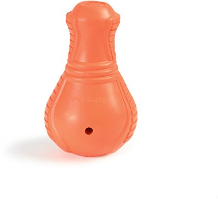 PetSafe Squeak ‘n Treat Booya Hundekauspielzeug, Snackspender für trockene und halbfeuchte Leckerlis, Größe M, Orange