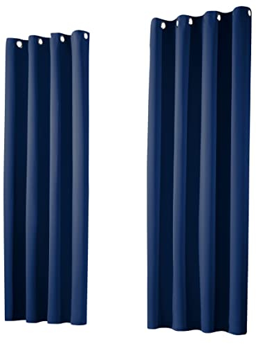 heimtexland ® Thermo- Verdunkelungsgardine Ösenschal Vorhang Verdunkelnd Isolierend Blickdicht Verdunklungsvorhang HxB 245x135 Dunkelblau Typ139