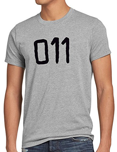 style3 011 Eleven Herren T-Shirt Elfi Jane Hopper Tattoo, Größe:XL;Farbe:Grau meliert