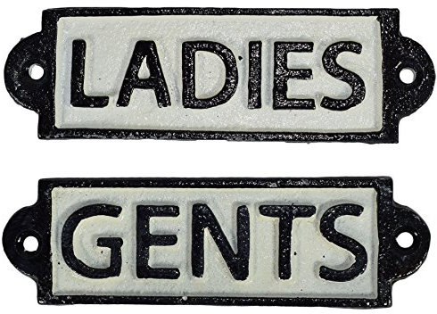 Ladies & Gents Toilet Cast Iron Sign Plaque Door Wall Cafe Shop Pub Hotel Bar