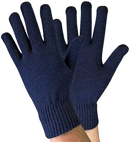 Sock Snob - Adult Mens Thin Knitted Winter Warm Magic Thermal Wool Gloves for Cold Weather (One Size, WG Navy)