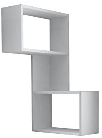 HOCUS PICUS Eck-Wandregal, Bücherregal, 3 Etagen, viele Farboptionen, 85 x 47 x 20 cm, Regale, Organizer, Büro, Wohnzimmer, Wandständer (weiß)