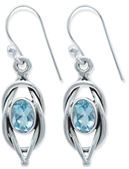 Ohrringe 925 Silber Blau Topas hellblauer Stein Edelstein Ohrhänger echt Silber Damen Sterling Silber Hänger Geschenk (MOH-142-62)