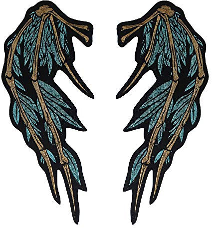 Embroidery Wings Patches Clothes Badge Iron on Punk Biker Fabric Applique Garment Accessories 1 Pair