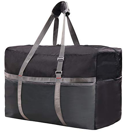 REDCAMP Foldable Travel Bag, 75L/96L/100L Large Sports Bag, Packable Duffle Bag, Lightweight Waterproof Duffel Holdall Bag, Black 22/60L