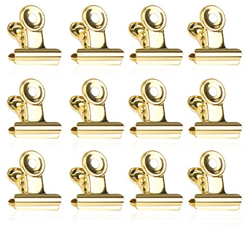 Bulldogge Büroklammern, 50 Stück Binder Clips, 22mm Gold Scharnier Clips, Multi-function Papier Clips für Fotos, Büros, Küche zu Hause (Gold)