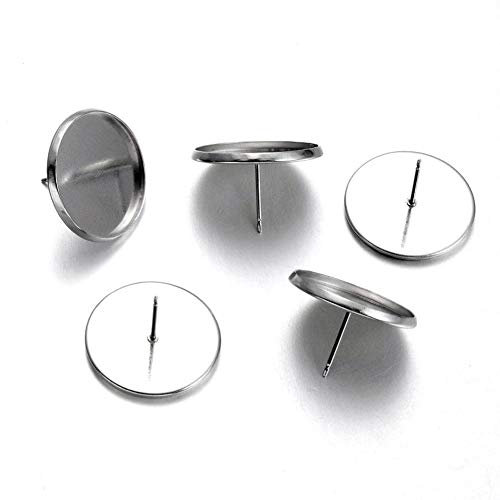Craftdady Ohrstecker aus Edelstahl, Cabochon-Fassung, für 20 mm, 50 Stück