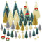 DECARETA 34 Pezzi Mini Albero di Natale con15pz Accessori Decorativi, Albero Natale Piccolo da Tavolo, Mini Albero per Decorazione Bottiglia, Alberelli Natale con Neve Gelo,