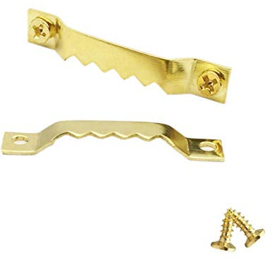 50 Pack Sawtooth Picture Hangers Metal Photo Frame Hangers Small Picture Hook Hangers with Screws for Home Decoration Hanging Wall Clock Decorative Paintings Artwork Picture Frame Hooks - Gold