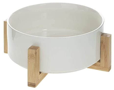 Hogar y Mas ENSALADERA DE CERÁMICA Blanca Nordic con Soporte 11,2X28