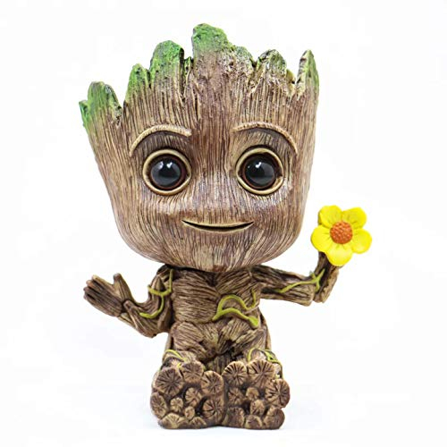 LJG Baby Groot Blumentopf Innovative Action Übertopf Pflanzen Deko Figur Pflanztöpfe Blumentöpfe Nettes Spielzeug Modell Pen Pot (Flower)