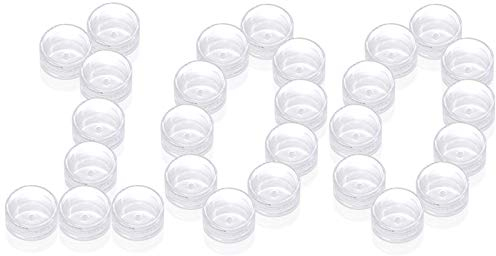 PUDSIRN 100Pcs 3G Pots d'échantillons, récipients cosmétiques Ronds vides avec Couvercle Pots de Pot en Plastique pour crèmes Vernis à Ongles Baume à lèvres Brillant à lèvres (Transparent)