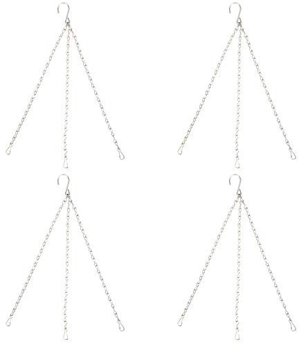 4Pcs Metall Blumentopf Hängende Kette, 3-Strang Aufhängen Blumenampel Kette Flowerpot Bird Feeder Laterne Ornaments mit S Haken und Clips für Vogelfutterhaus Wildvogelfutter Garten Blumentöpfe