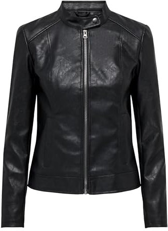 JDY Jdyemily Faux Leather Jacket Otw Noos, Giacca Donna, Nero, 34 EU
