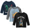amropi Baby Boys Striped T-Shirt 3 Pack Long Sleeve Cotton Top Crew Neck Tee Shirts Black Blue Black, 1-2 Years