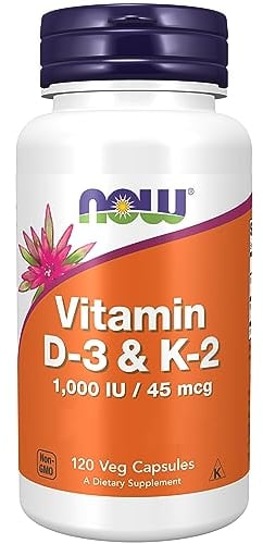 Now Foods, Vitamin D3 & K2, 1,000IU, 120 Capsules, Lab-Tested, Multivitamins, Gluten Free, Soy Free, Vegetarian