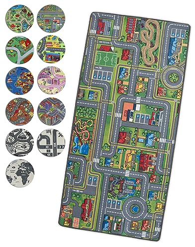 Primaflor Spielteppich mit Streets-Design - Spielteppich für Kinder 140 x 200 cm - pflegeleichter Kinderteppich mit Straßen