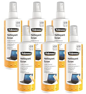 Fellowes lot de 6 Spray nettoyant pour écrans d'ordinateur, pc portables, smartphones, tablettes, 250ml, 9971821