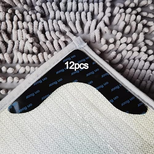 Antirutschmatte für Teppich 12 Stück, Teppichstopper, Teppich Antirutschunterlag, Antirutschmatte Anti-Curling Rug Gripper Teppichunterlage Doppelseitige Washable Wiederverwendbar