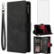 Asuwish Compatible with Sony Xperia 1 IV 2022 Wallet Case Tempered Glass Screen Protector and Leather Flip Cover Card Holder Stand Cell Accessories TPU Phone Cases for Experia 1IV 4 5G Women Men Black