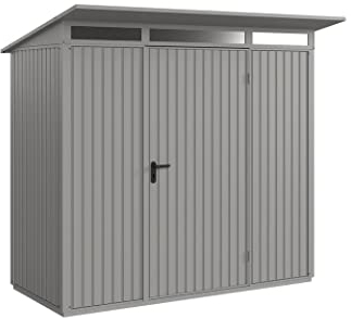 Gerätehaus Trend Pultdach / 2-flügelig / 2 Größen / 5 Farben/Geräteschuppen/Gartenhaus/Aluminium-Bodenrahmen/Hohe Qualität und sehr stabile Haptik/Einfache Montage - L (8,86 m²) (RAL 9007)